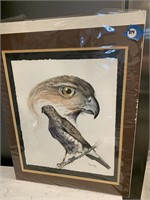 PURCELL 21.5 X 16" SIGNED 1999 ARTWORK OF HAWK