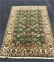 Hand Knotted Rug, 6x9, Green w/ Neutral
