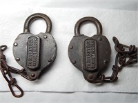 (2) Antique Brass padlock Twin Falls Canal Co. #1