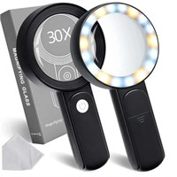 30x  18 LED Lights Meromore 30x Magnifying Glass B