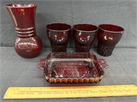 Ruby red glassware