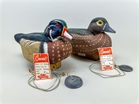Vintage Cork Drake and Hen Wood Duck Decoys