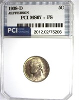 1938-D Jefferson Nickel MS67+ FS LISTS $1150