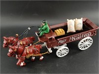 Modern cast iron horse drawn carriage, 14" long co