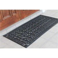 Black 30 in. X 60 in. Rubber Paisley Door Mat