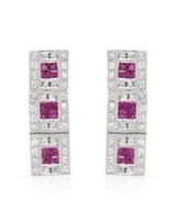18KT White Gold 0.65ctw Ruby and Diamond Earrings