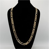 Plated 14Kt Gold Figaro Link Necklace