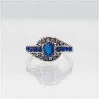 Lab Created Ladies Blue Sapphire White Gold Filled