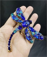 Large Blue Dragonfly Brooch Pin