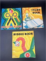 Vintage Children’s books riddle, story, scissors