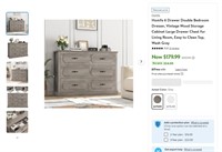 N2300  6 Drawer Double Dresser, Wood Large Chest