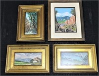 4 Framed Oil on Canvas Scenes