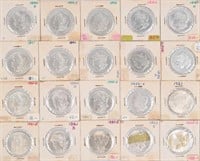 (20) Morgan And Peace Silver Dollars 1890-1925