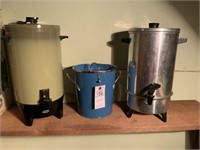 (2) VTG Coffee Percolators & Ice Bucket