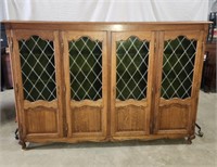 Huge Vintage Stained Lead Glass China Cabinet