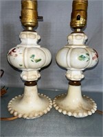 Pair of Vintage White Milk glass electric