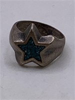 STERLING SILVER & STONE STAR RING