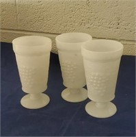 3 leaf & grape milk glass glasses