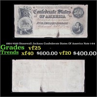 1864 $500 Stonewall Jackson Confederate States Of