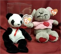 TY BEANIE MOUSE PITTER & TY BEANIE FORTUNE PANDA
