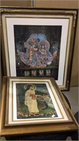 Two framed prints, Indian god and another, (793)