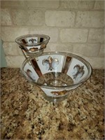Beautiful glass serving bowl with dip bowl