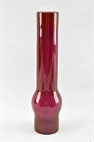 Antique Dark Fuchsia Pink Oil Lamp Glass Chimney