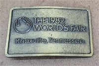 1982 Worlds Fair Brass Belt Buckle Knoxville TN