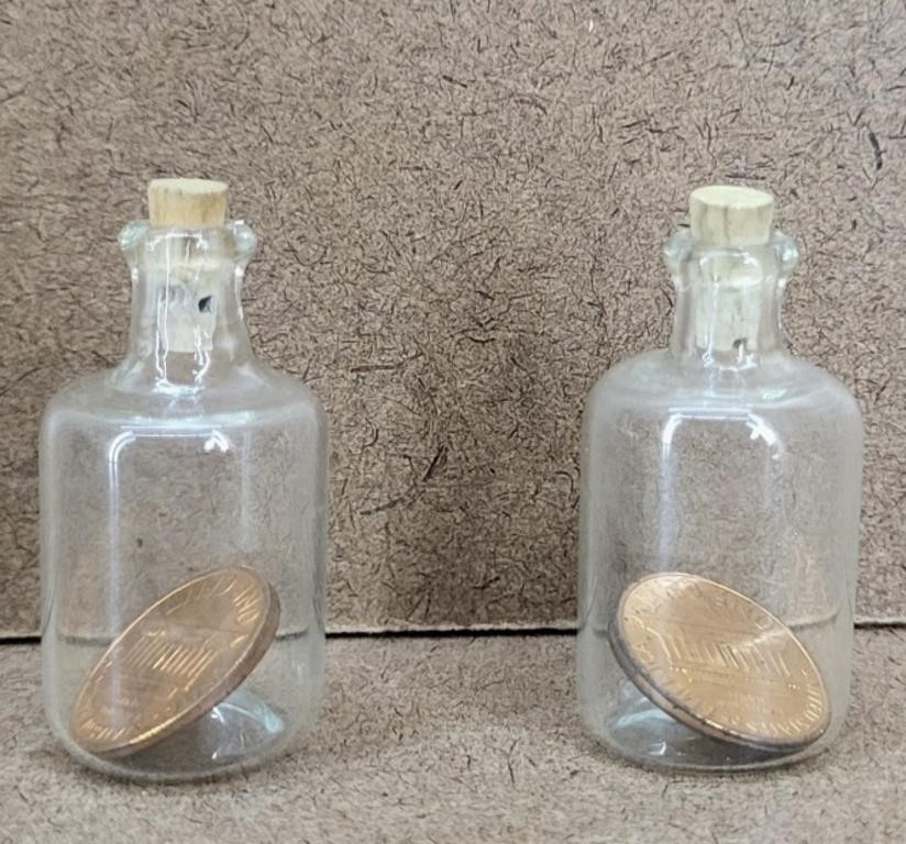 1979 Mini Good Luck Penny In A Bottle -set of 2