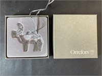 Orrefors 1986 Crystal Elk Ornament in Box