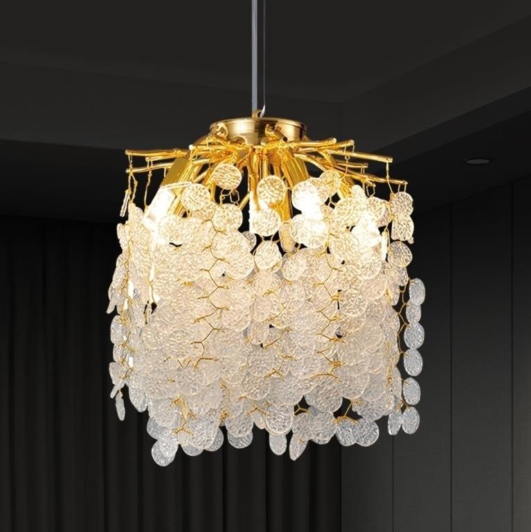 B3611  Gold Crystal Leaf Chandeliers 12 6-Light