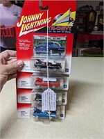 (4) Johnny Lightning Tri Chevy Series Diecast Cars