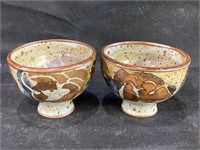 Signed Art Pottery Footed Bowls