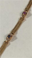 14k Gold Bracelet with Clear and Colored Gemstones