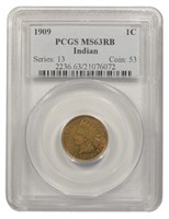 PCGS MS-63 RB 1909 Indian Cent