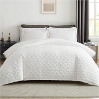 Topcee White Duvet Cover King Size-Tufted King Duv