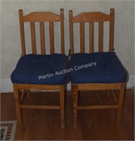 (B3) Pair of Heavy Built Wooden Chairs