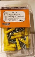 Drywall Anchor 25 Pack Screws+Plugs