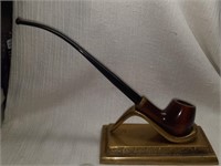 Antique Smoking Pipe & Brass Stand