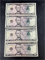 Four $5 Star notes