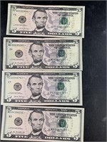 Four $5 Star notes