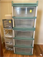 Plastic Stackable Storage Drawers in Closet