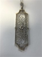 10K Filigree Diamond Pendant and Chain
