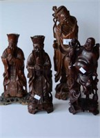 4 various carved Chinese figures