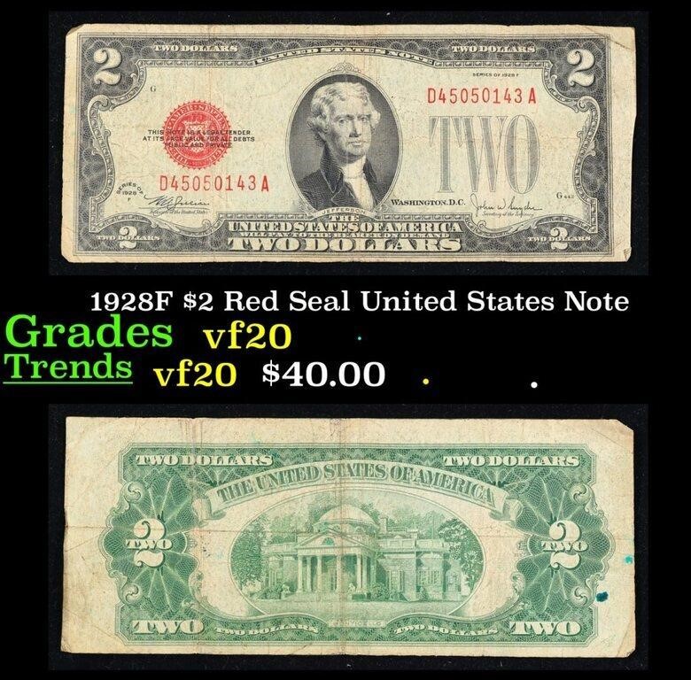 1928F $2 Red Seal United States Note Grades vf, ve