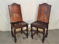 Pair Antique Inlaid Chairs