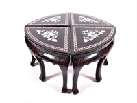 Sectional Black Lacquer Table/Bench Set