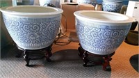 Lot of 2 Feng Shui Large Planters on Stands
