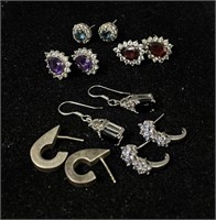 Six .925 Silver Pairs Of Earrings