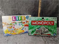 Life and Monopoly Board Games